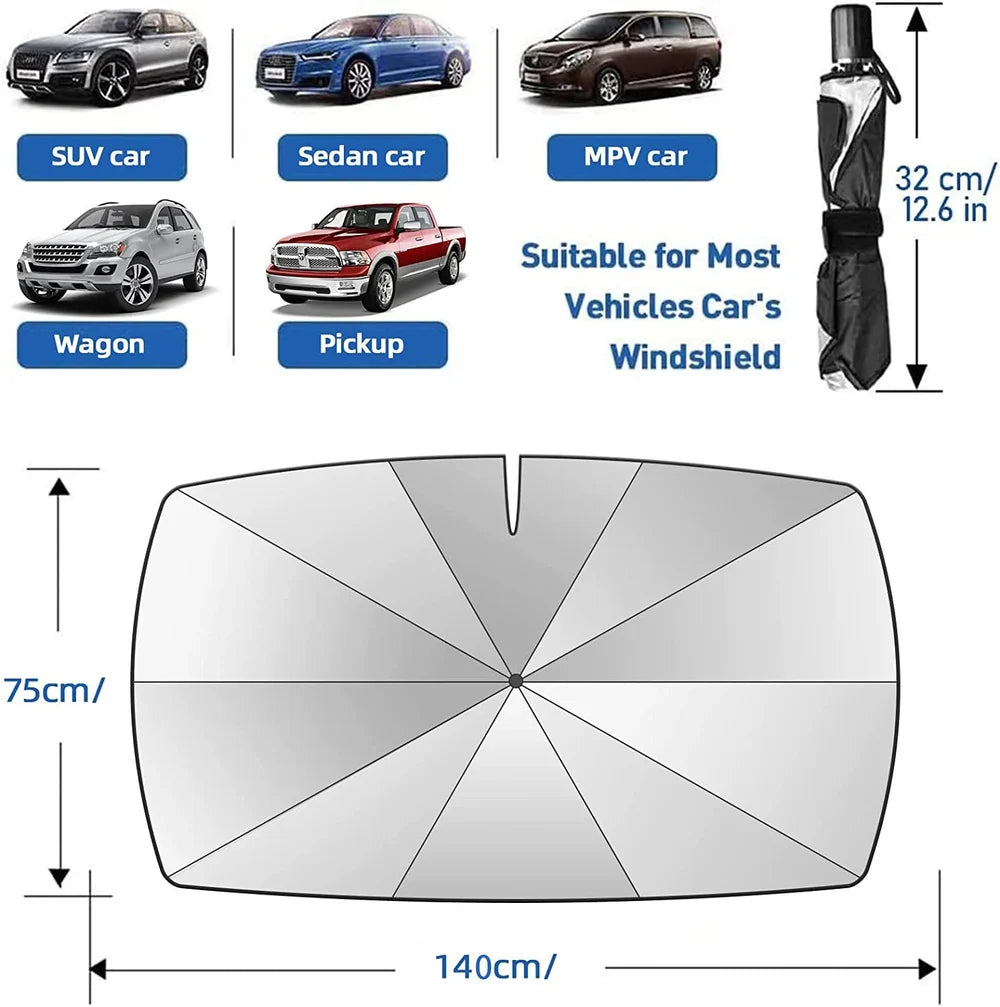 Foldable Car Sun Shade Umbrella - Block Heat UV (Heat Insulation Protection)