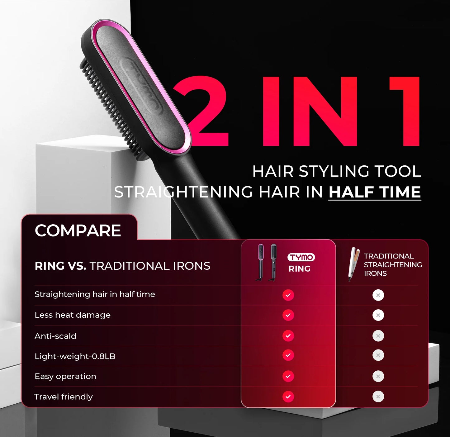 HAIR STRAIGHTENER - The Ultimate 2-in-1 Styling Tool